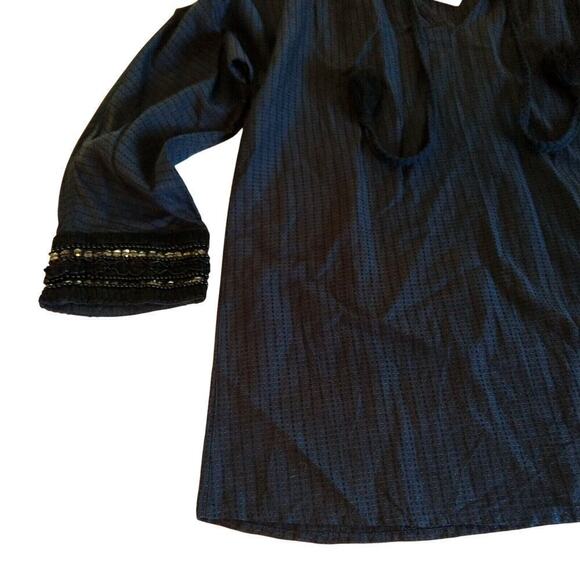 Soft Surroundings Chandra Top Size S NWT Cold Shoulder Beaded Tassel Boho Rayon - Picture 5 of 9